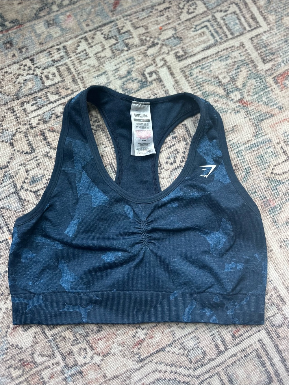 Gymshark Adapt Camo Seamless Sports Bra Size M – Navy Blue